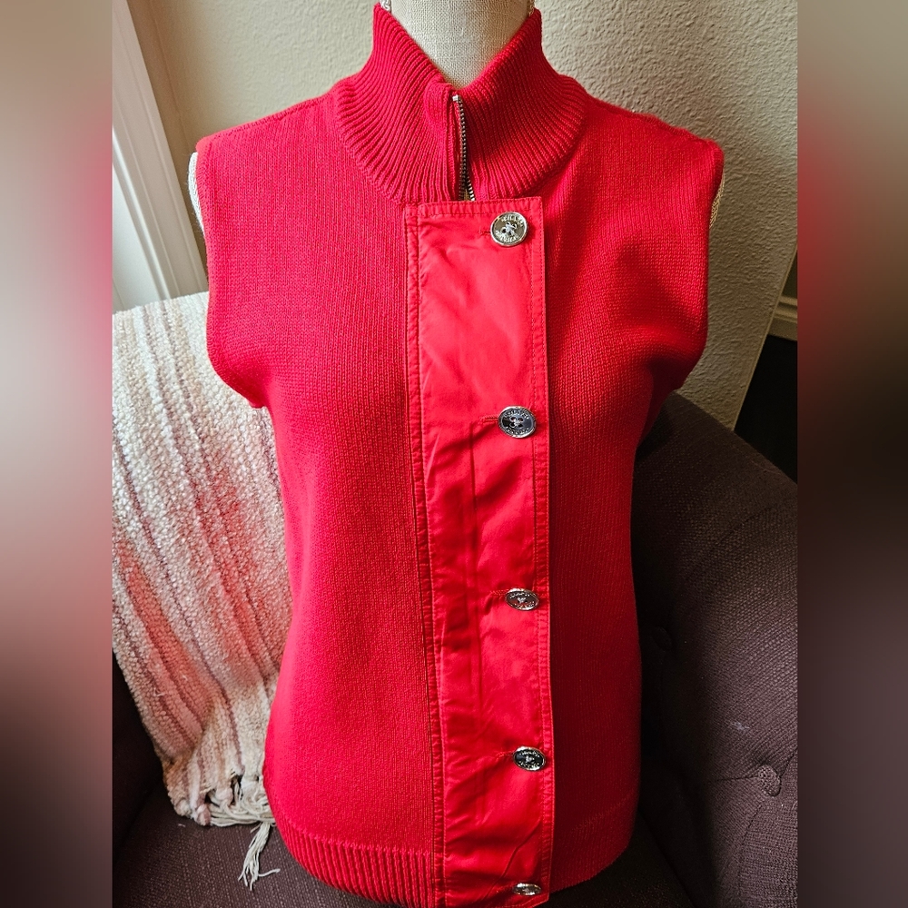 NWOT Retro Chaps Bright Red Sweater Vest